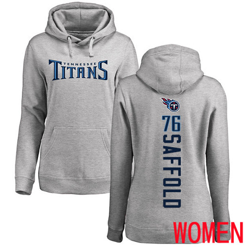 Tennessee Titans Ash Women Rodger Saffold Backer NFL Football #76 Pullover Hoodie Sweatshirts->women nfl jersey->Women Jersey